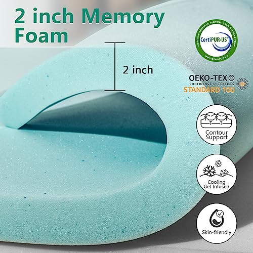 3" NEXHOME PRO Dual-Layer Cooling Gel Memory Foam Mattress Topper w/ Bamboo Pillow Top (King) - image 3
