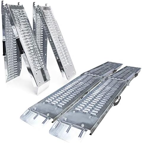 VOUNOT® 2 x Faltbare Auffahrrampe, Laderampen 400 kg max Faltrampe für Motorrad, Anhänger, Rasenmäher, Rasentraktor, 186 x 23X 4.5cm