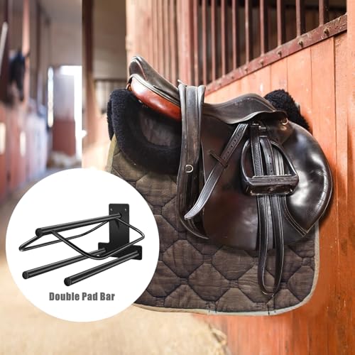 HDYEGY 4 Sets Wall Mounted Saddle Rack With Double Pad Bar - Heavy Duty Stand for English and Western Saddles - 23.8x12.6x7.5 Inches by HDYEGY - Image 4