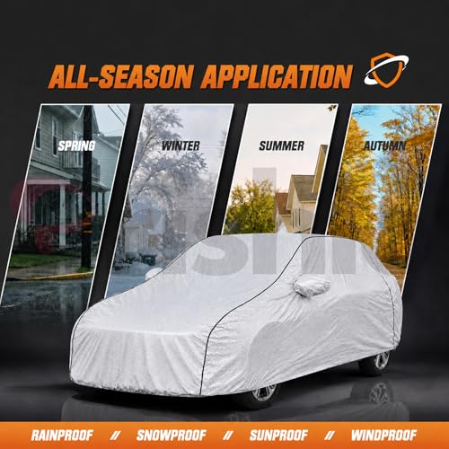 Image of Waterproof Car Cover for Renault Duster | Dustproof, UV Resistant & Scratch Protection | Soft Cotton Lining | Triple Stitched | Mirror Pockets & Elastic Fit | Silver