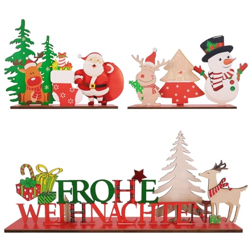 Zidoley 3 Stück Weihnachtsdeko Innen Holz, Weihnachtsdeko Tisch,...