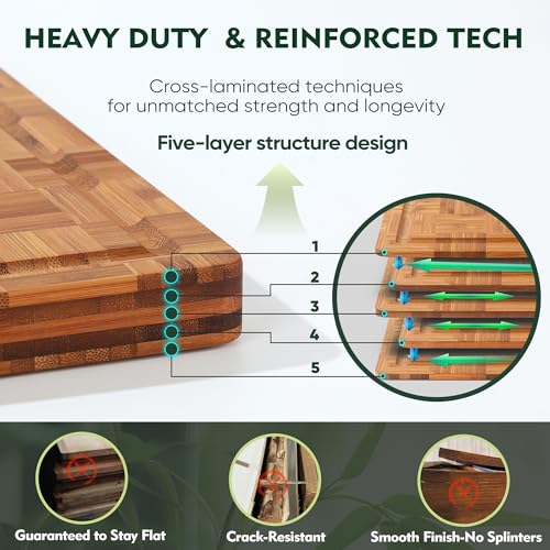 Bamboo Cutting Board Set of 3 Wooden Cutting Boards for Kitchen Wood - Image 2