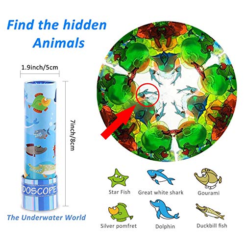 iKeelo Classic Tin Kaleidoscope, 2 Pack Kids Educational Kaleidoscope Toy with Metal Body, Birthday Gift for Boys and Girls (Under Water World -2 Units)