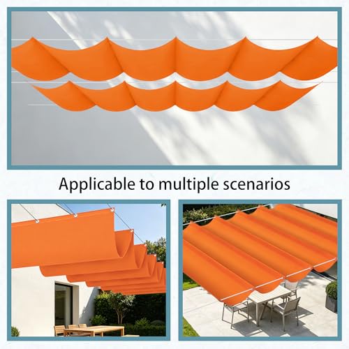 Toile ombrage rétractable vague 3x3m imperméable orange jardin
