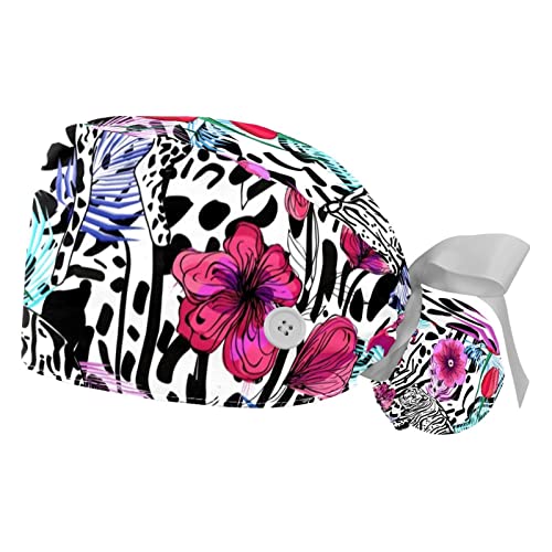 Casquettes de travail JDEZ fleurs et flamant pour une journée colorée
