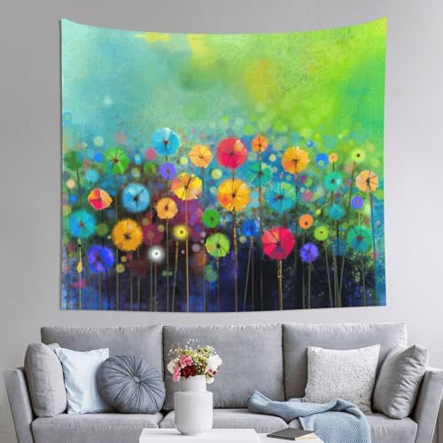 Tapiz grande de pared de 152x130 cm JEJEA con flores abstractas coloridas para decoración de cuarto