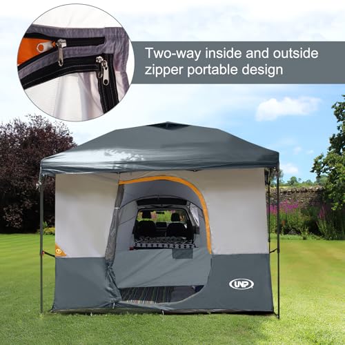 UNP Inner Cube Tent for Camping - Connect 10\'x10\' Canopy to Car Tailgate Into Tent for Family Camping, Vented Roof - Grey (Canopy Pole/Shelter NOT Included)