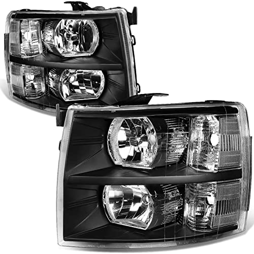 A And P Headlight Assembly Kit-Compatible With 2007-2014 Silverado 1500 2500 3500-Black Housing Clear Reflector Driver And Passenger Side #TOP25