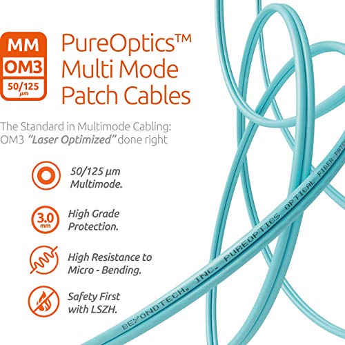 Image of BEYONDTECH 3m (9.84ft) LC to LC Fiber Patch Cable - (2-Pack) UPC Multimode Duplex Fiber Optic Cable - 50 /125m core, Compatible with OM3 - 10G LSZH PUREOptics Series