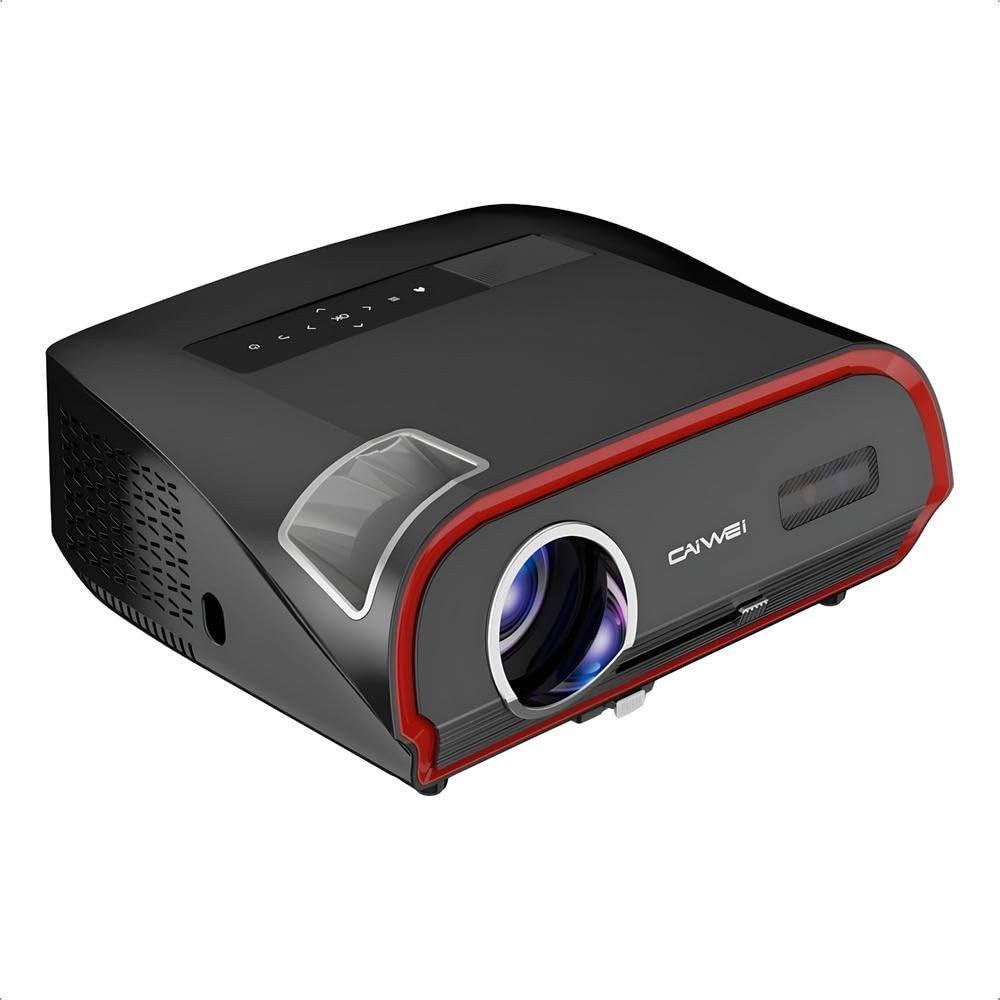 a10r 2gb + 32gb android 9 4k ultra hd projector 6g wifi bluetooth, 1950 ansi/19500 lumens outdoor movie projector for 300 inch, 1920p native projector 6d keystone with karaoke system