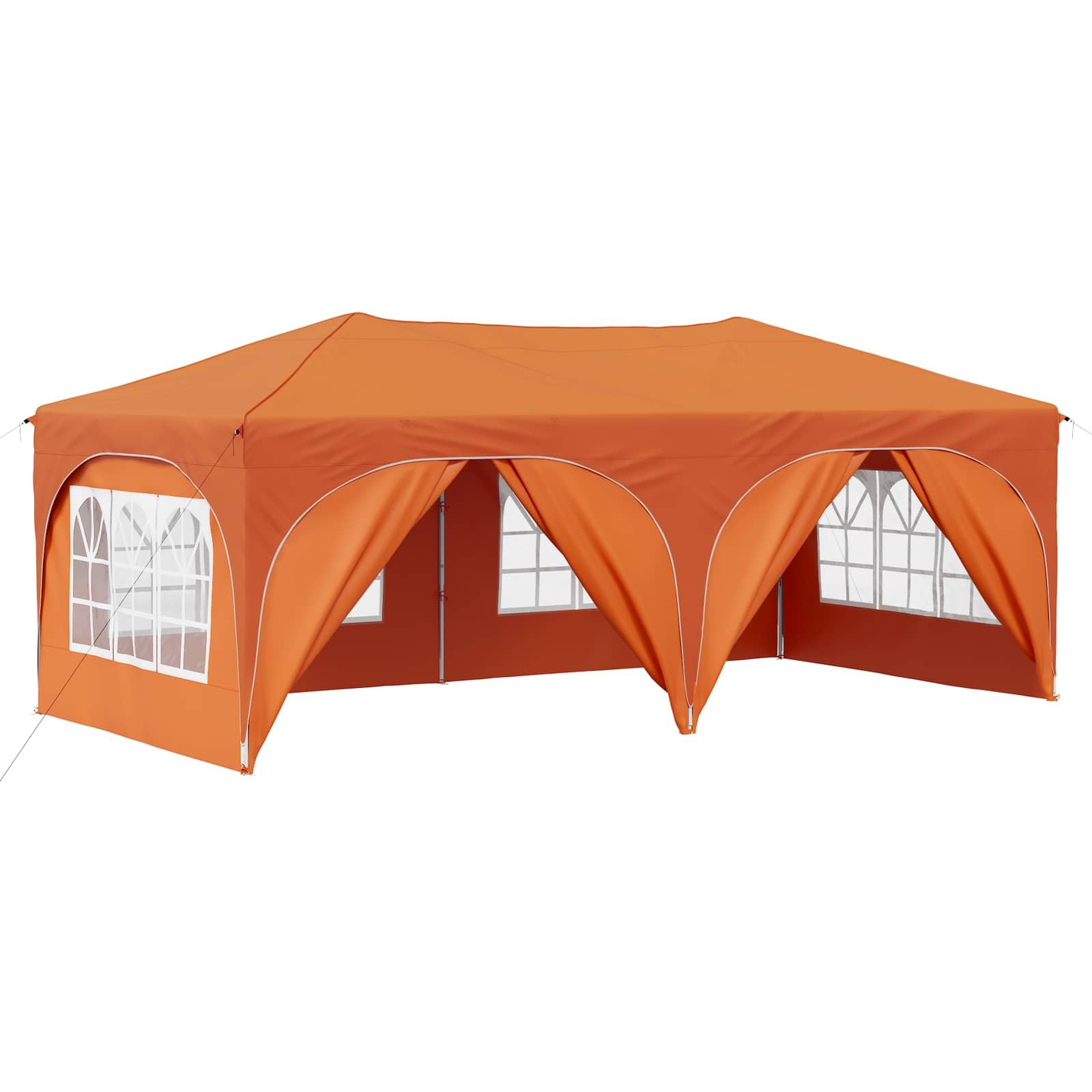 Tente de fête pop-up 3 x 6 m Tonnelle réglable en hauteur Orange Oxford
