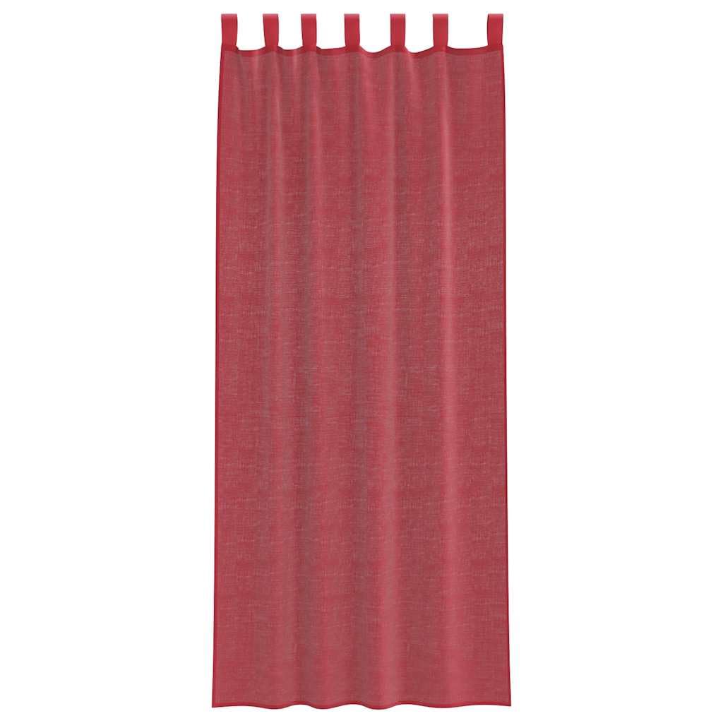 2 Stück Voile Vorhänge mit Schlaufen, Weinrot, 140x260 cm, Semi-Transparent Polyester Stoff, Lichtfilternd für Wohnzimmer und Schlafzimmer, Blickdicht