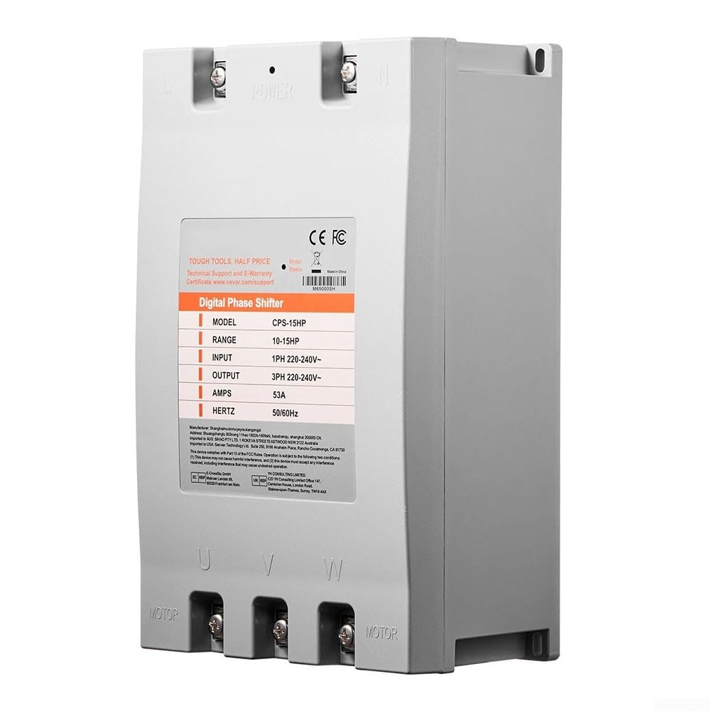 Inverter di fase digitale 15 per HP, 220 V monofase a trifase 220-240 V, convertitore di frequenza 53 A per motori, convertitore compatto 50/60 Hz, facile installazione per officina e commercio