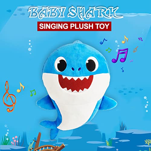 Image of Pinkfong Baby Shark Plush Singing Plush Toy 8 Inch Daddy Shark for The Kids of 1 Year and Above, White, (BS60003)