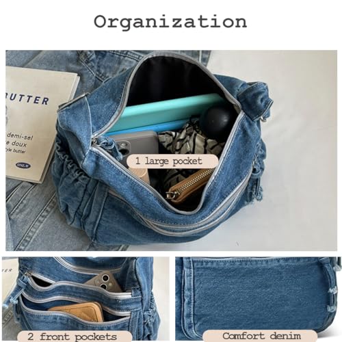 Image of Denim Purses for Women Denim Crossbody Handbags Jean Casual Lightweight Shoulder Tote Purse