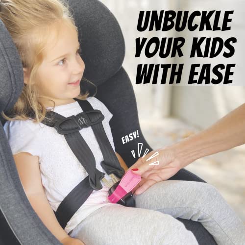 Unbuckleme Car Seat Buckle Release Tool - Easy Opener Aid For Arthritis, Long Nails, Older Kids - Button Pusher For Infant, Toddler, Convertible 5 Pt Harness Car Seats - As Seen On Shark Tank (Pink) #TOP1