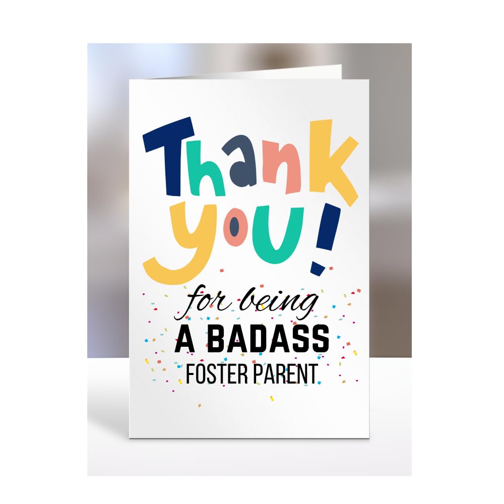 Thank you for being a badass Foster Parent card, Happy Birthday, gifts for men, women, male, female, him, her, presents for Christmas, to say, funnyA5-147_88