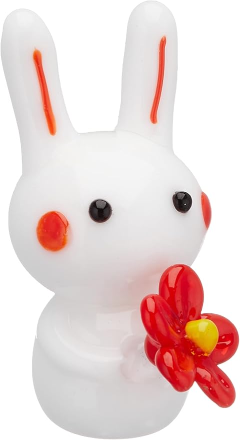 Amazon Co Jp かわいい うさぎ 手作り ガラス細工 お花をどうぞ うさぎ Cyk1448 ホーム キッチン