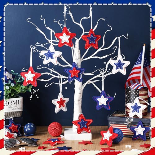 Geelin-18-Pcs-Memorial-Day-Star-Felt-Ornaments-Patriotic-4th-of-July-Hanging-Stars-314-Inch-White-Red-Blue-Independence-Day-Tree-Decorations-for-Memorial-Veteran-Day-Party-DecorClassic-Style Geelin 18 Pcs Memorial Day Star Felt Ornaments Patriotic 4th of July Hanging Stars 314 Inch White Red Blue Independence Day Tree Decorations for Memorial Veteran Day Party DecorClassic Style