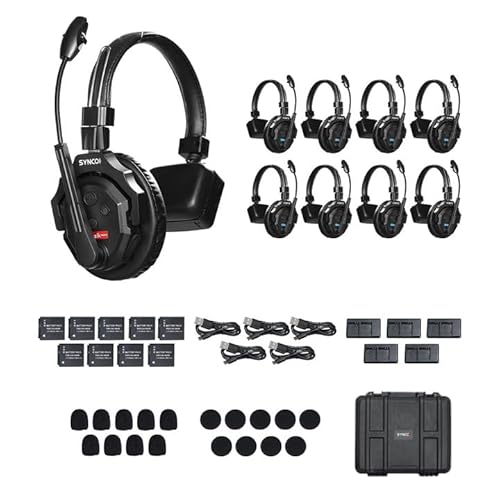 SYNCO XTalk X9 2.4GHz Wireless Headset with Microphone Intercom System Random Master Device Design for Movie Shoot Live Show Stage Performance (9 PCS)