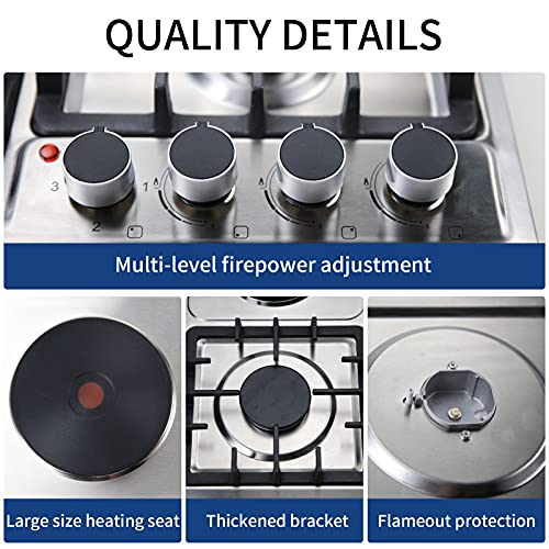 24x20-Gas-Cooktops-3-Burner-Drop-in-PropaneNatural-Gas-Cooker-1-Electric-Stove-Cast-Iron-Grate-Stove-Top-24-Inch-Stainless-Steel-Gas-Stove-Dual-Fuel-Thermocouple-Protection-Easy-to-Clean