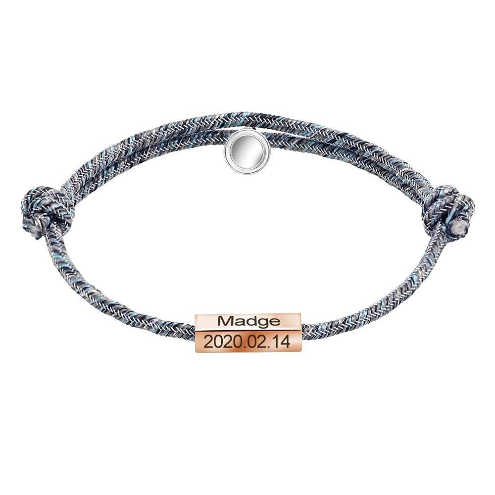 Pulsera Personalizada 1 par Pulsera de Nombre Personalizada La Promesa del imán de Amor Eterno se atrae Entre sí, Parejas de Acero estañado, Pulsera grabada (Color : 1 Pair)
