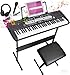 Keyboard Piano, 61 Key Keyboard E-Piano mit Keyboardständer, Klavierbank, Mikrofon, Kopfhörer, Notenablage, LED-Bildschirm, Dual-Lautsprecher, Lehrmodi, Electric Piano für Einsteiger mit Mikrofon günstig Kaufen-Keyboard Piano, 61 Key Keyboard E-Piano mit Keyboardständer, Klavierbank, Mikrofon, Kopfhörer, Notenablage, LED-Bildschirm, Dual-Lautsprecher, Lehrmodi, Electric Piano für Einsteiger