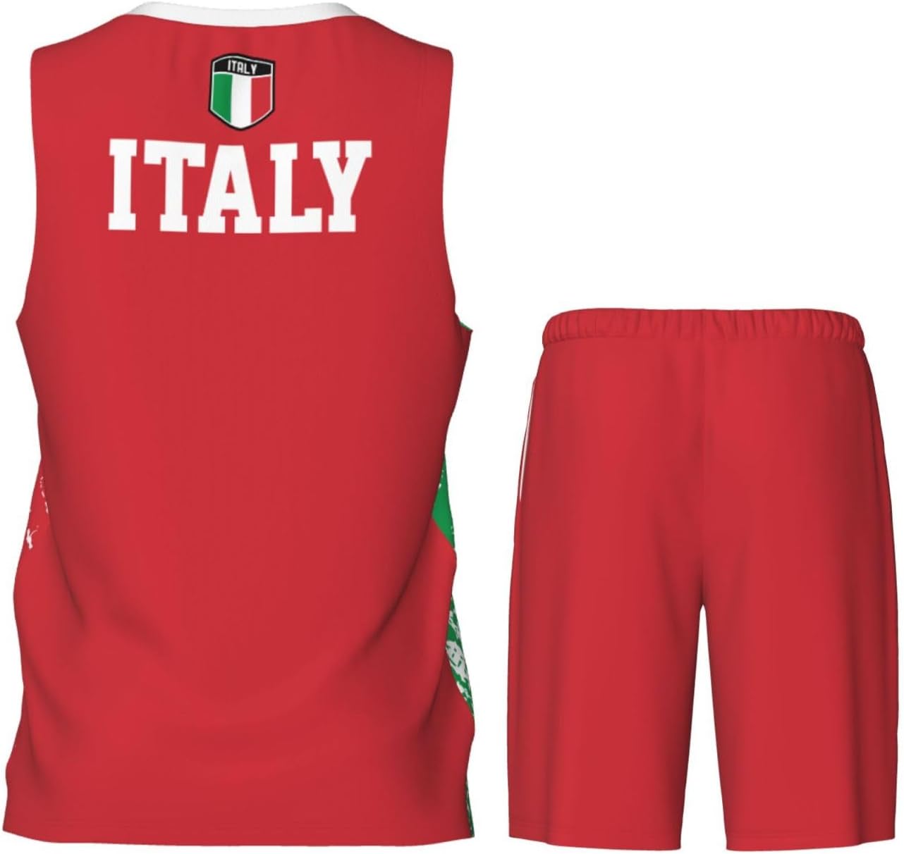 Italy Flag Grain (3) Basketball Jersey Uniform Suit for Men Adults Training Athletic Set