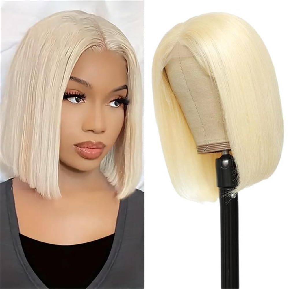 613 blond krótka peruka bob, prawdziwe włosy, 13 x 4 HD, przezroczyste peruki z przodu, bez kleju, 180 gęstości, dla kobiet do cienkich włosów