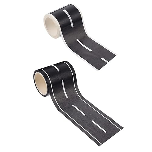 Toyvian Cinta Washi de ferrocarril, 2 rollos de cinta adhesiva para carretera, rollo de calcomanías para automóviles y juegos de tren, se adhiere a