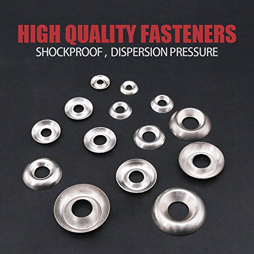 Hilitchi 295-Pcs [#4 - #16] Finishing Cup Countersunk Washer Assortment Set - 304 Stainless Steel #TOP2