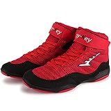 MVTEX Neue Boxstiefel/Wrestling Schuhe für Teenager und Kinder,rutschfeste,Atmungsaktive Herren-/Damen-Boxschuhe,Verschleißfeste Boxing Shoe,Wettkampf-Trainingsschuhe,Größe 33-46,Rot