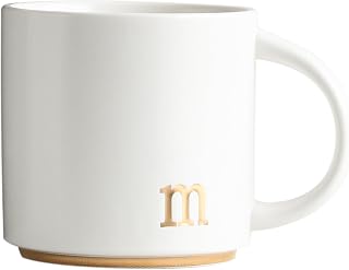 COLLECTIVE HOME Monogram M Ceramic Mug 15oz - Gold Initial Coffee Tea Cup with Elegant Gift Box, Luxurious Personalized Office Home Mug