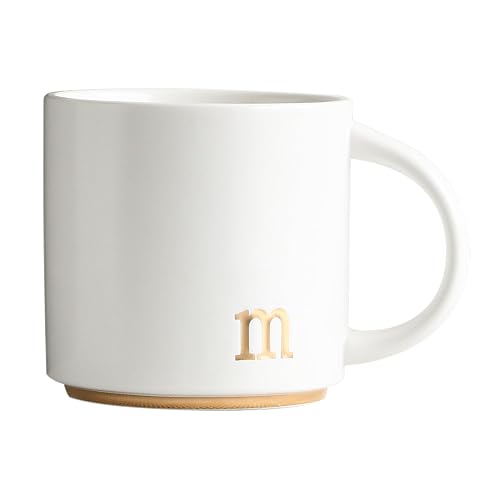 COLLECTIVE HOME Ceramic Coffee Mug, 15 oz Monogram Cup with