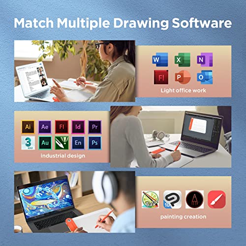 Ugee Q8W Drawing Tablet, 8.5 Inch Bluetooth 5.0 Drawing Pad Large Active Area,Graphics Tablet With 8192 Levels Battery-Free Stylus, Tablet With Pen Support Windows、Mac Os And Chrome Os 88 Or Later - 8