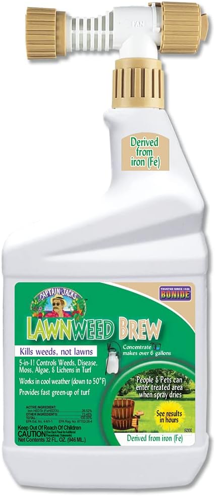 Bonide Captain Jack's Lawnweed Brew 32 oz Ready-to-Spray: Iron-Based Weed Moss Algae Killer for Lawns