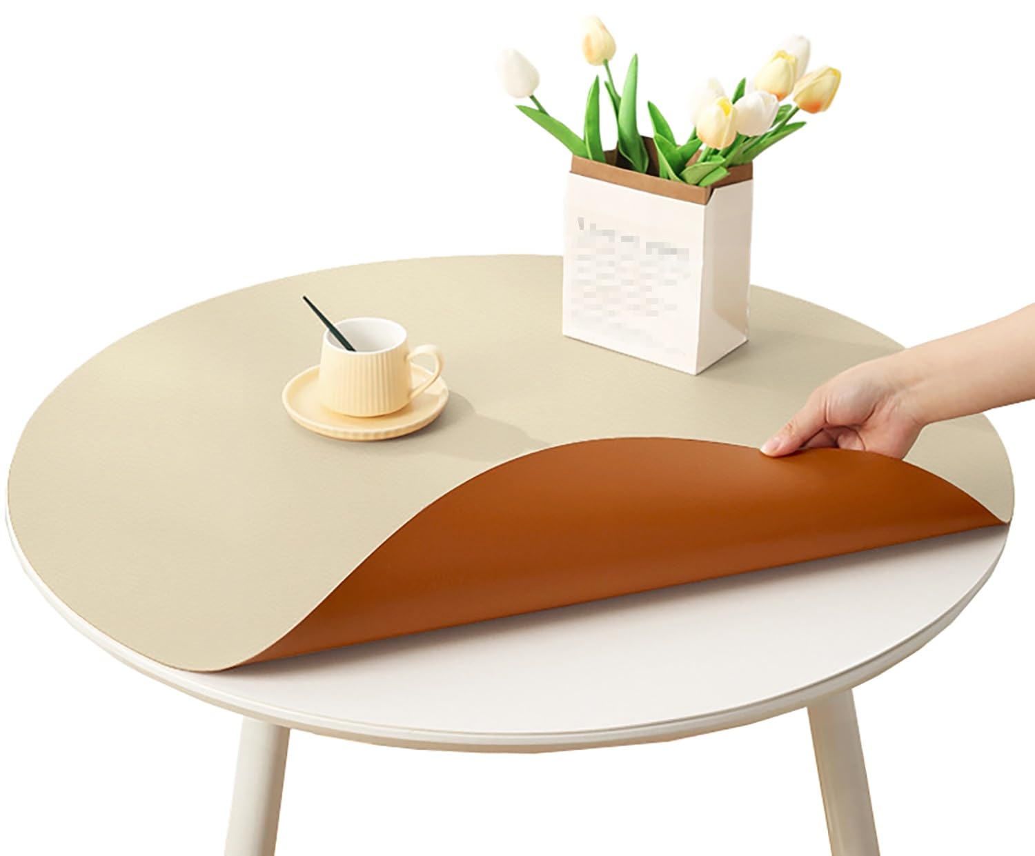 moismk Round Tablecloth Wipe Clean 80/90/120/130cm for Circular Table, Leather Waterproof Table Mat for Living Room Coffee Can Be Cut to Size(Color 8,Diameter 100cm)