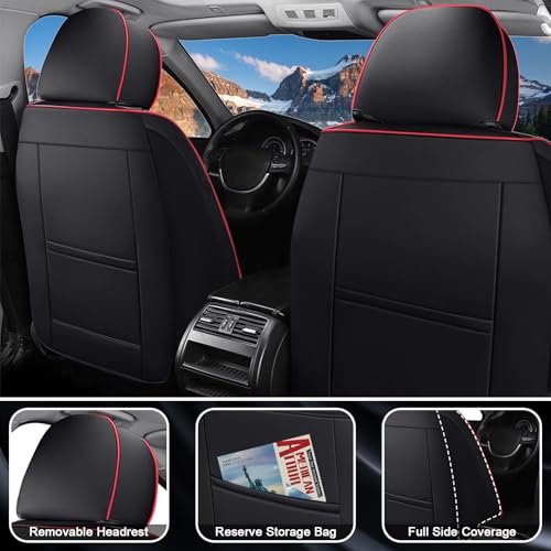 Image of GMC Seat Covers Custom Fit for GMC 2000-2026, Waterproof Nappa Leather Car Seat Cover, Comfortable and Anti-Slip Full Set Car Seat Covers(5 Seats /Black Red)