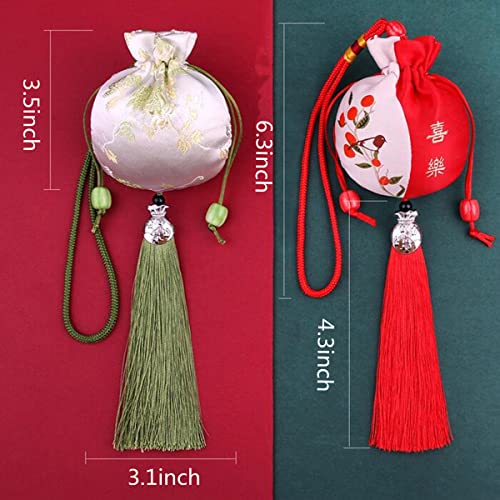 10 bolsas de brocado de seda chinas con cordón miniatura 2