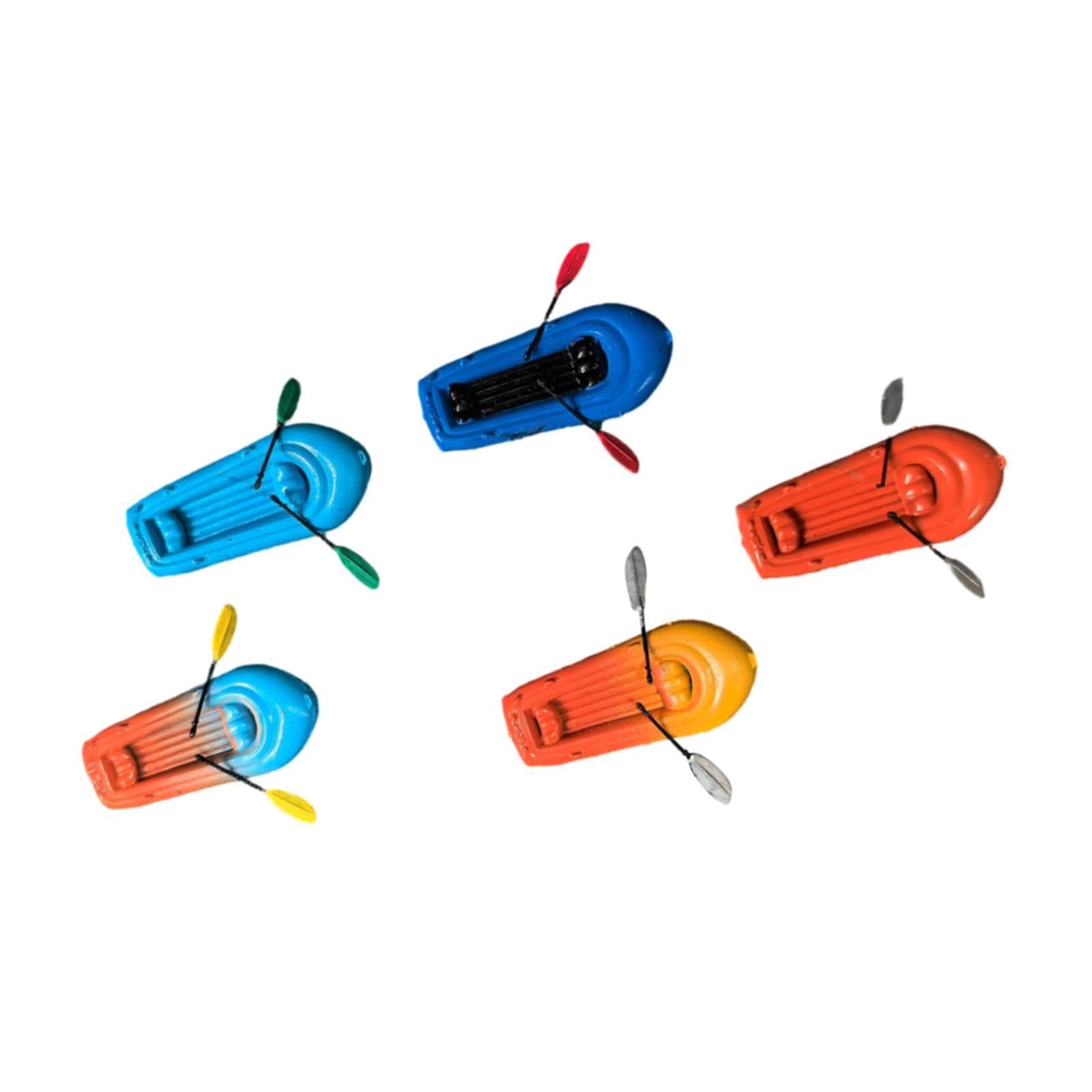 5 Pezzi Modello Kayak Bambola Miniatura Gommone Accessori Raft Barca Micro Resina Adatto per Gioco Ragazzi Decorazione Sport Acquatici Ferrovia