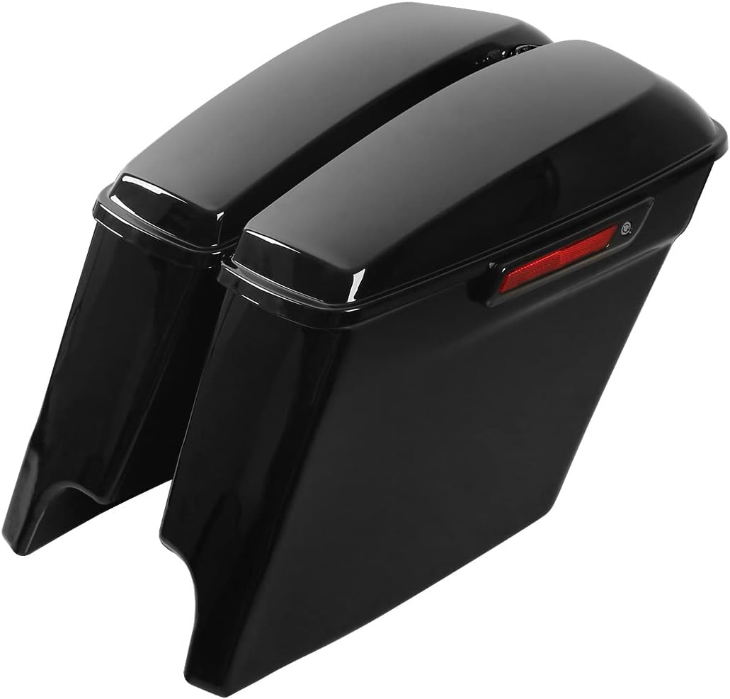 Gloss Black 5 Inch Stretched Saddlebags for Harley Touring
