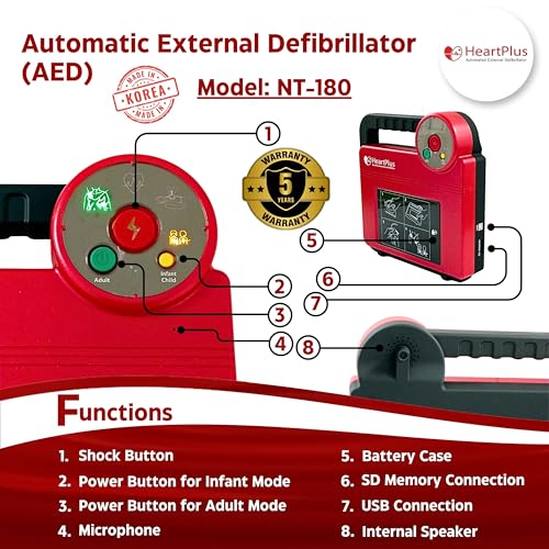 Image of Heartplus AED | Automatic External Defibrillator | AED NT-180 | Made In Korea | Light weight defibrillator | 5 Years Warranty