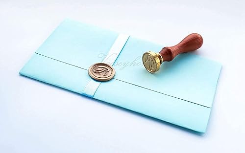 Miniatura 5 de VOOSEYHOME Sello de cera con letra inicial escrita a mano del alfabeto R con mango de palisandro, decoración en embalaje de regalo, libro de