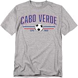 Popfunk Cabo Verde Classic Futbol World Soccer Crest with Ball Unisex Adult T Shirt, Athletic Heather, Large