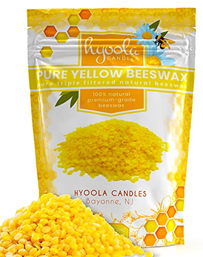 Hyoola Yellow Beeswax Pellets - 100% Natural - Premium Cosmetic Grade - Pure Beeswax Pellets - 1 Pound - Triple Filtered Easy Melt Bees Wax Pastilles