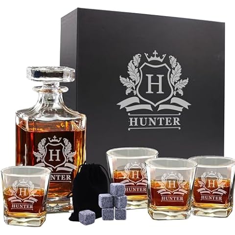 The Wedding Party Store, Custom Engraved Groomsmen - Whiskey Decanter Set and 4 Glasses Set - Personalized and Monogrammed with WPS Styles Cover