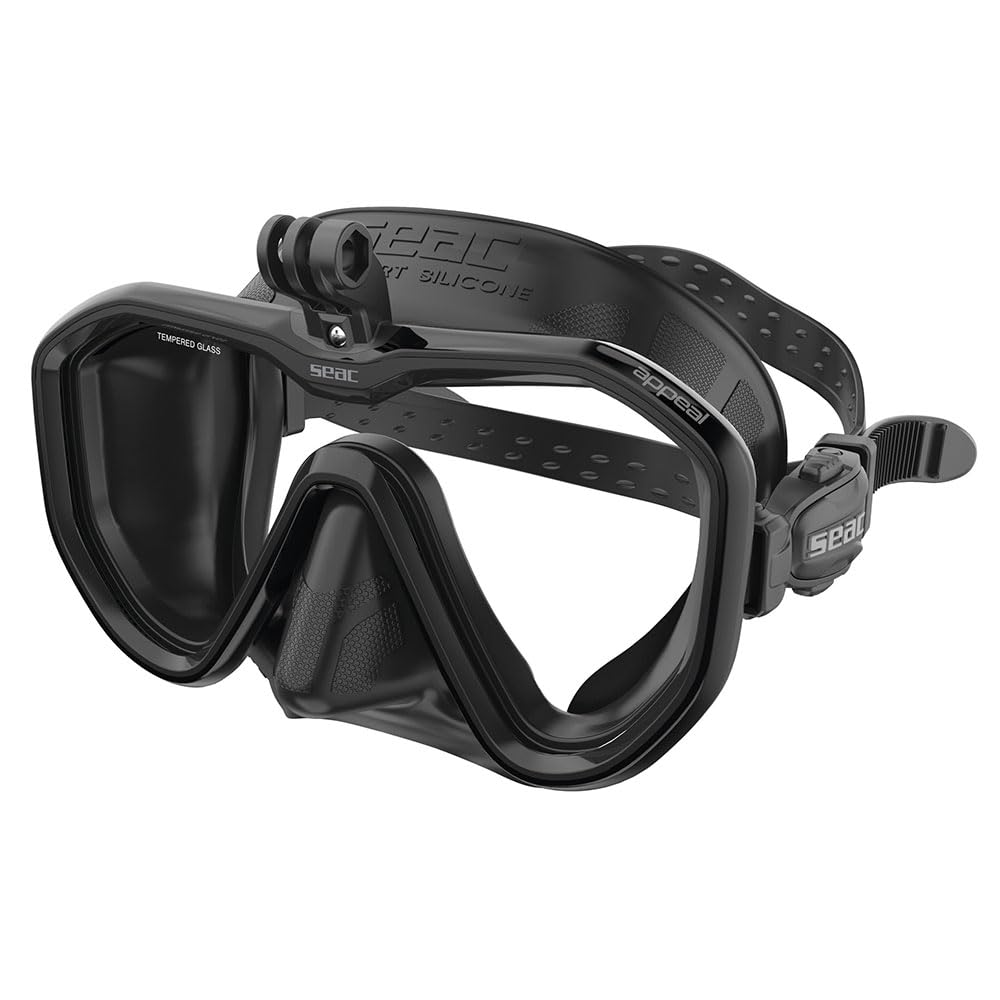 SEAC Appeal Pro, Made in Italy Single Lens Diving Mask with Universal Attachment for Action Cameras