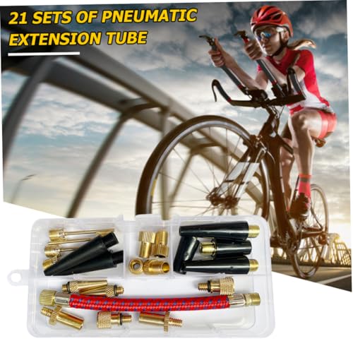 Adaptador de válvula para bicicleta y juego de conectores metálicos con extensor 3
