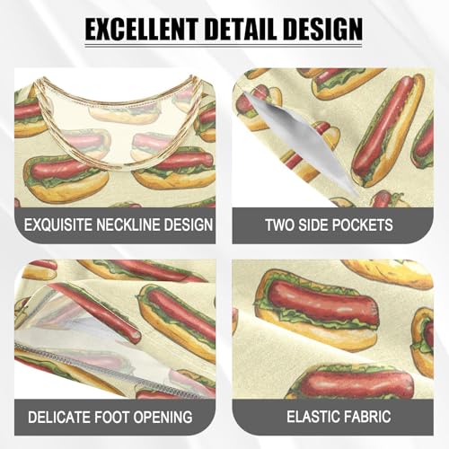 Pajama Sets Short Sleeve Hot Dog Pattern Soft Cotton Summer Sleepwear 2 Piece PJS Size 5-14T3