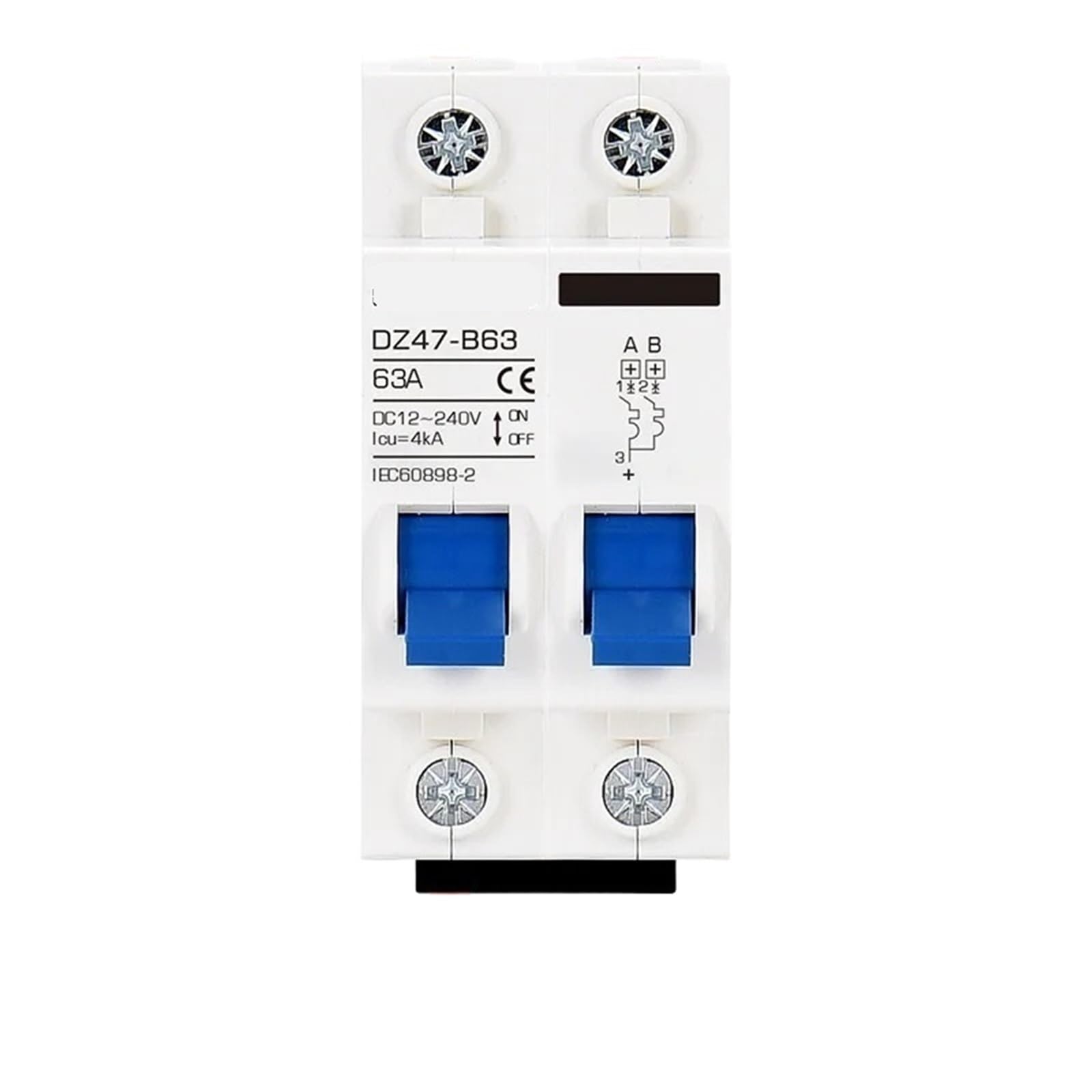 Miniaturowy wyłącznik automatyczny 12 V, 24 V, MCB 2P, 125 A, 130 A, 16 A, bezpiecznik resetujący, falownik, ochrona baterii, izolator, przełącznik transferu (1P, B16A)